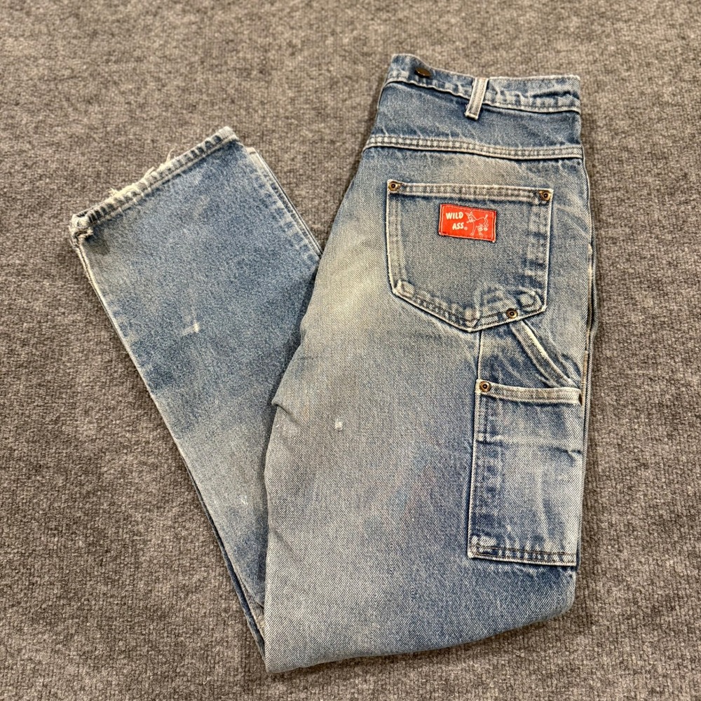 Vtg Wild Ass Double Knee Carpenter Blue Jeans 200DBL Made in USA 32x34 READ